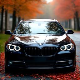 Feuilles d'automne et voiture propre, représentant la préparation pour l'hiver