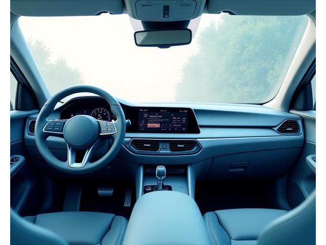 Infographie montrant la qualité de l'air intérieur purifié dans un habitacle automobile après traitement AquaCleanse